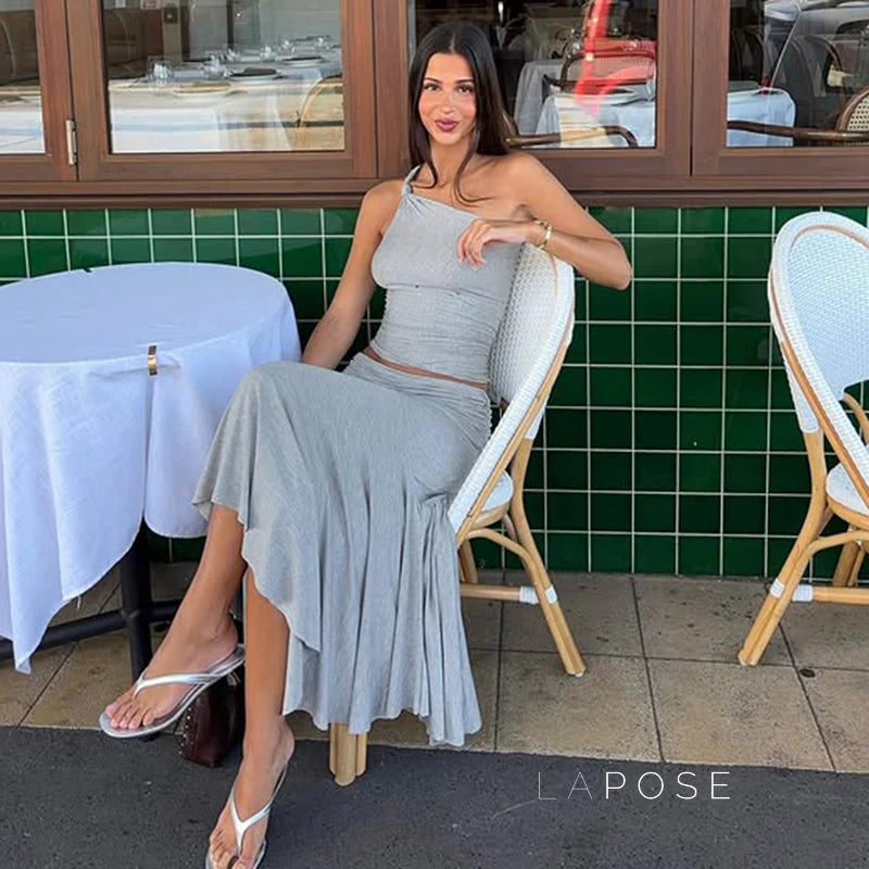 Tatum One-Shoulder Midi Skirt Set