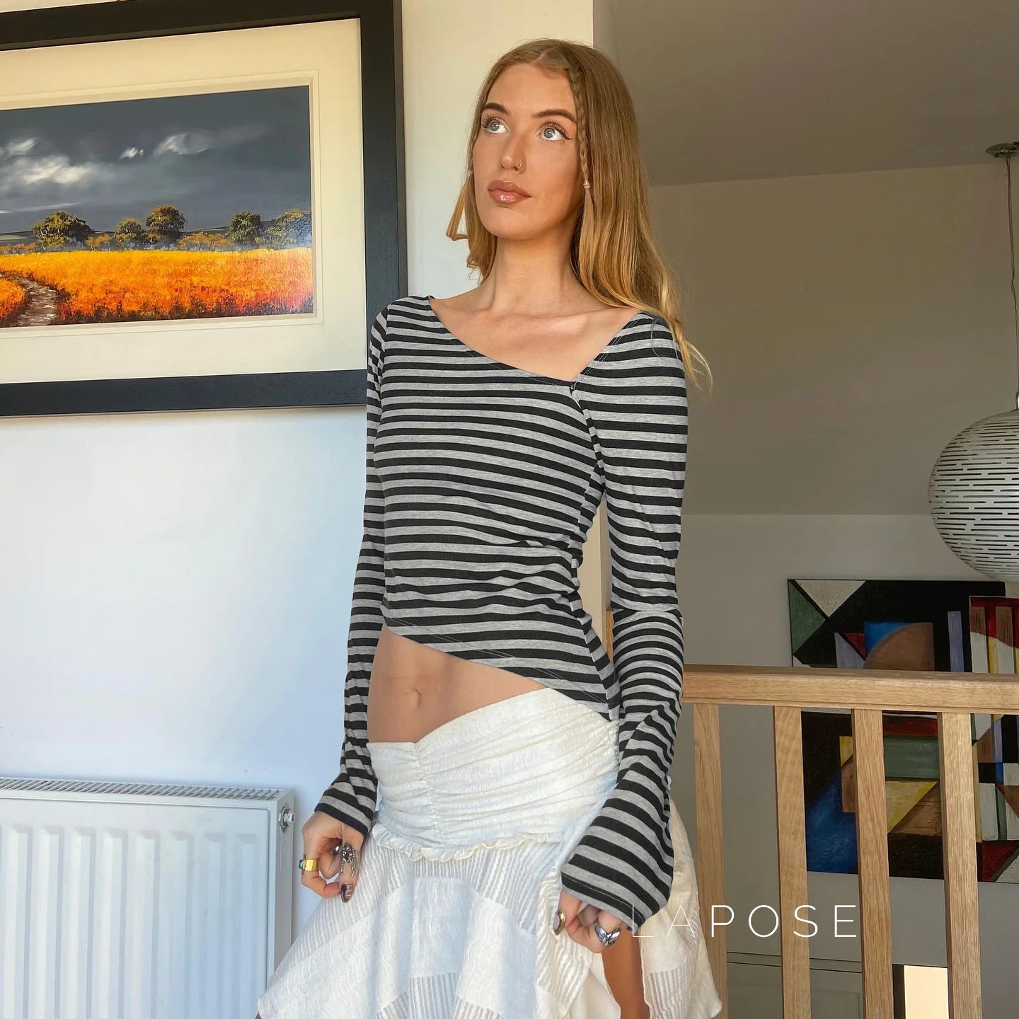 Tinleigh Striped One Shoulder Top