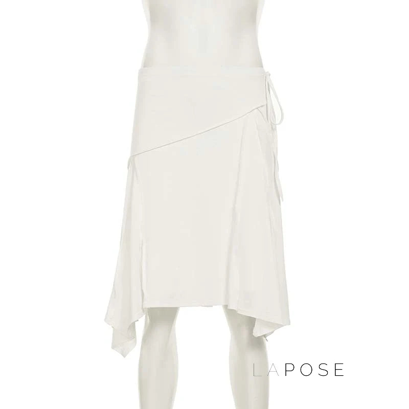 Tristan White Asymmetric Maxi Skirt