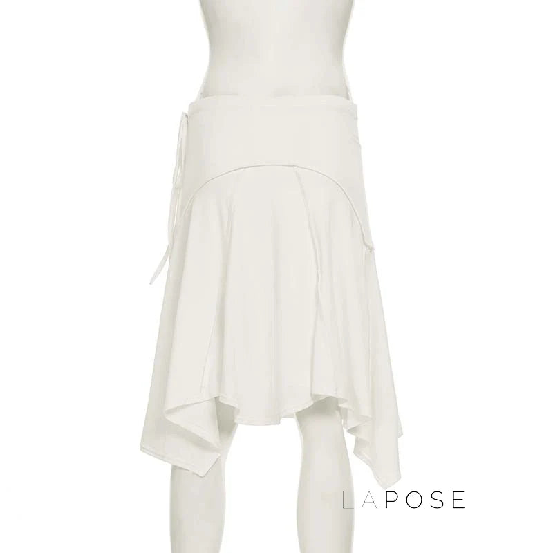 Tristan White Asymmetric Maxi Skirt