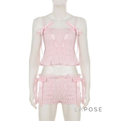 Zaire Bow Pleated Short Set