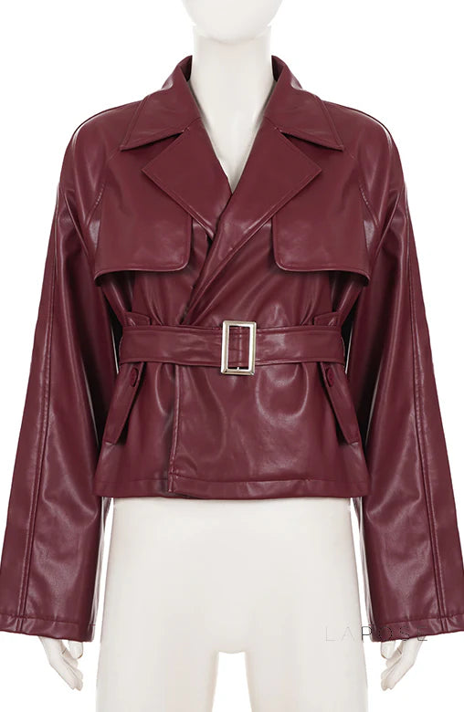 Zamiah Red Faux Leather Jacket
