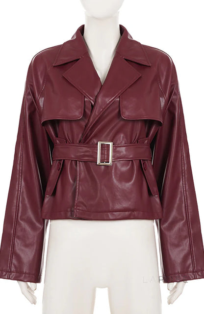 Zamiah Red Faux Leather Jacket