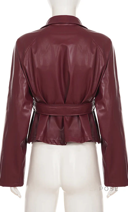 Zamiah Red Faux Leather Jacket