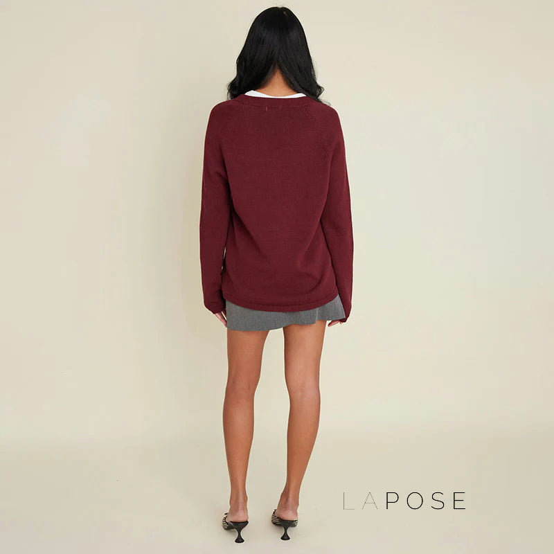 Zamya Loose Knit V-Neck Sweater