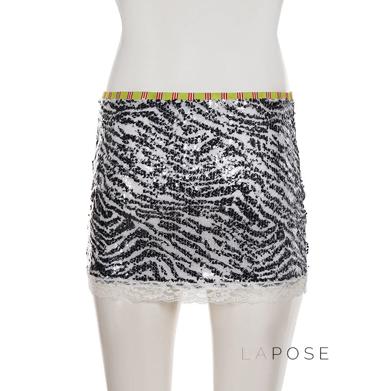 Zaylie Sequin Zebra Mini Skirt