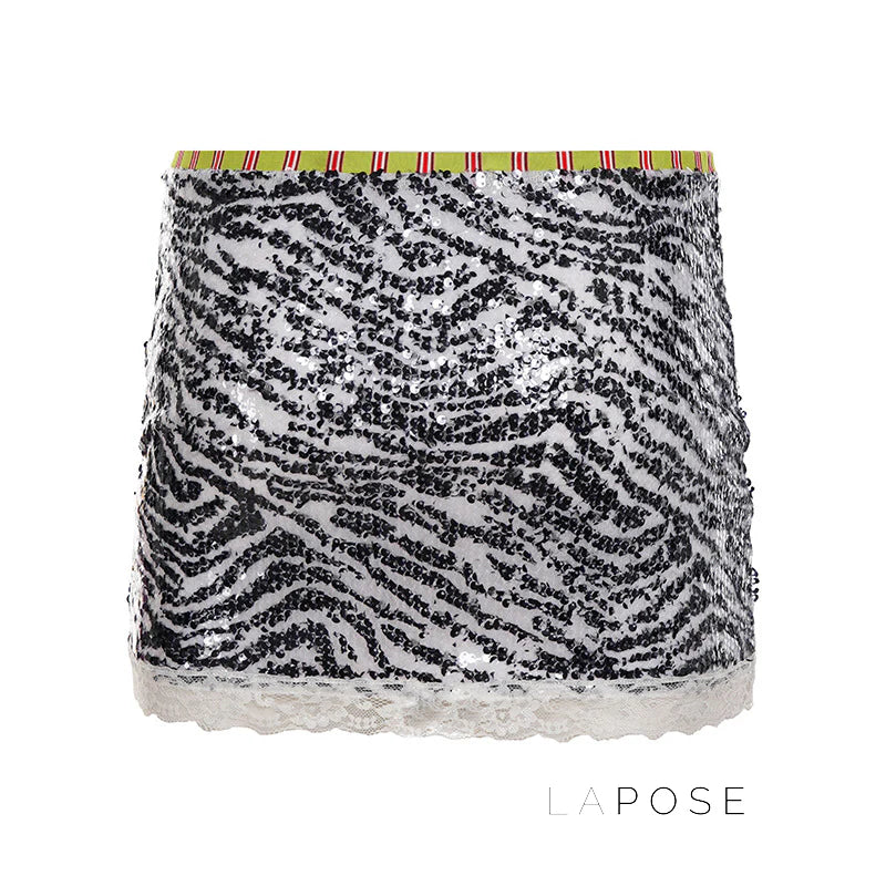 Zaylie Sequin Zebra Mini Skirt