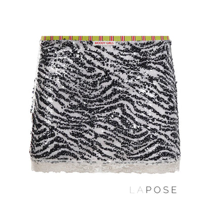 Zaylie Sequin Zebra Mini Skirt