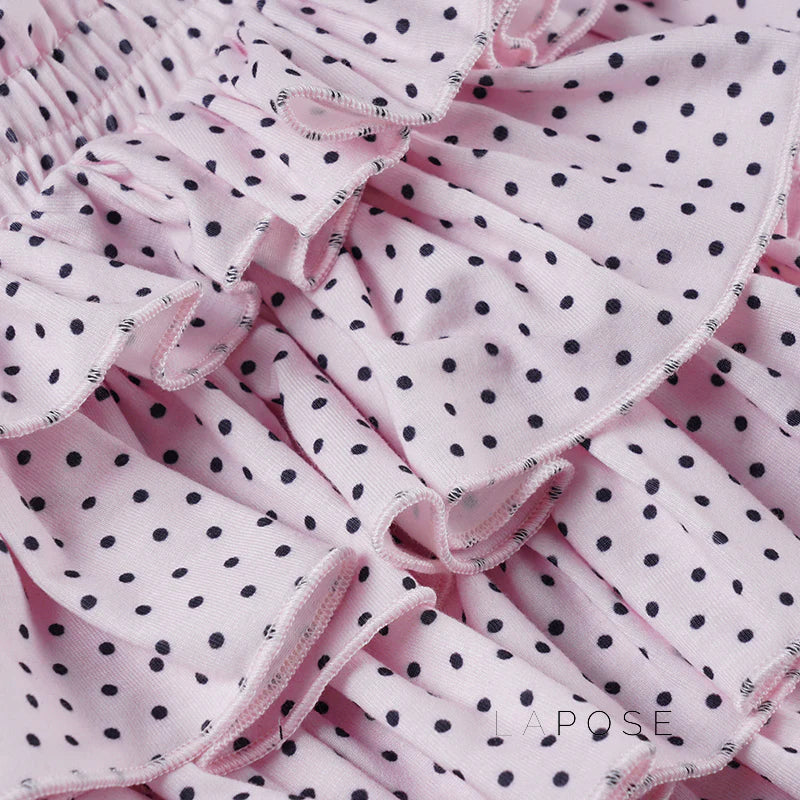 Ziona Polka Dot Ruffle Mini Skirt