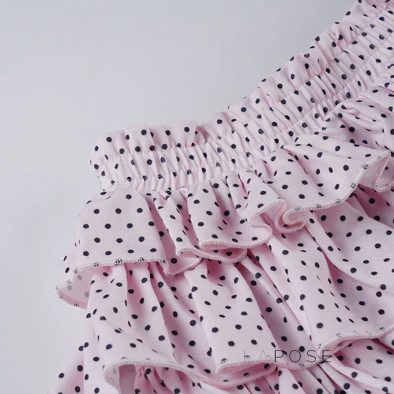 Ziona Polka Dot Ruffle Mini Skirt