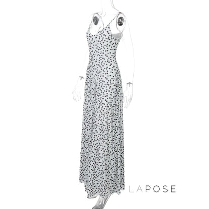 Zulema Polka Dot Mesh Midi Dress