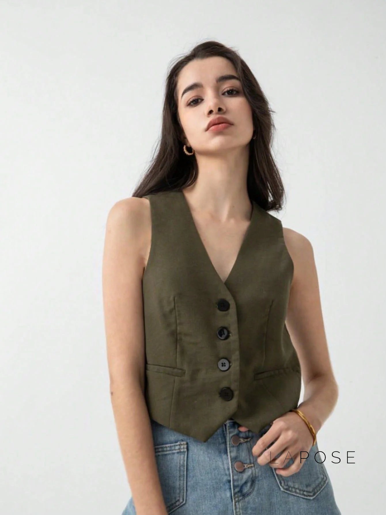 Zuri Cropped Button-Up Vest