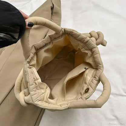 Large Capacity Puffer Nylon Tote Handbag Designer
