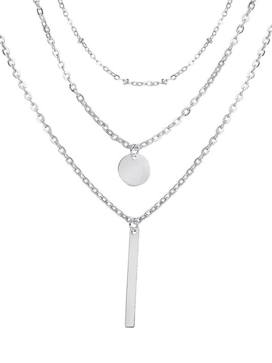 Chic Modern Geometry Necklace for Women - 3 Layered Design for All Seasons