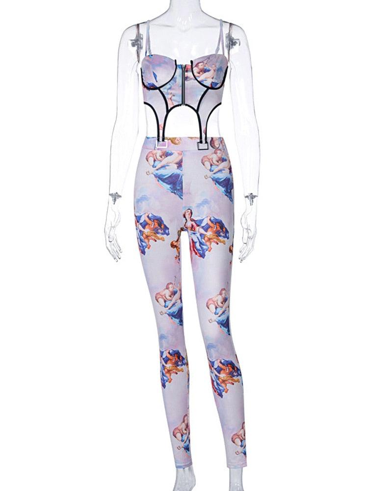 KittenAlarm - Laura Allover Print corset Set