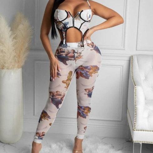 KittenAlarm - Laura Allover Print corset Set