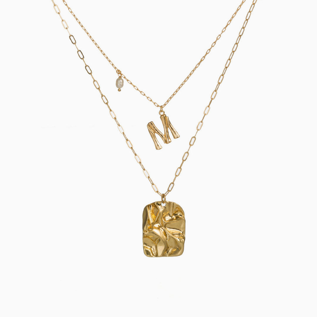 Layered Charm Statement Necklace - Gold