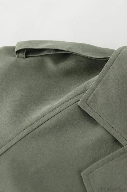 Lazy Casual Chic Wide Collar Tie Waist Trench Coat