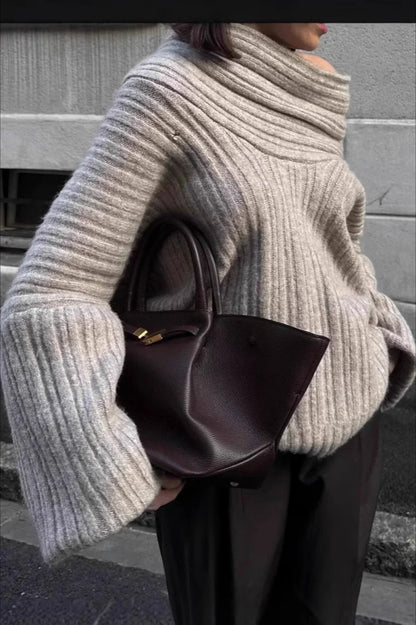 Lazy Chic Off-Shoulder Knit Sweater