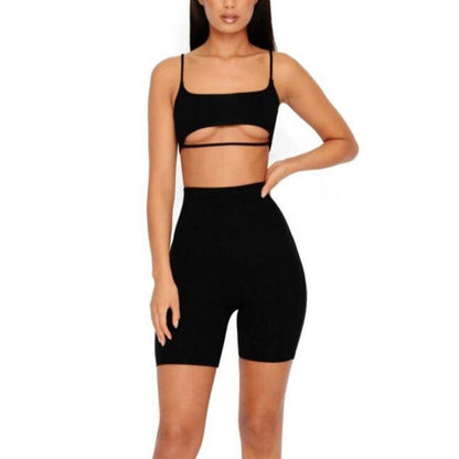 KittenAlarm - Leann Hollow Out Bralette Top & Shorts Set