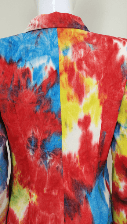 KittenAlarm - Leather Allover Paint Print Blazer Top & Pants Set