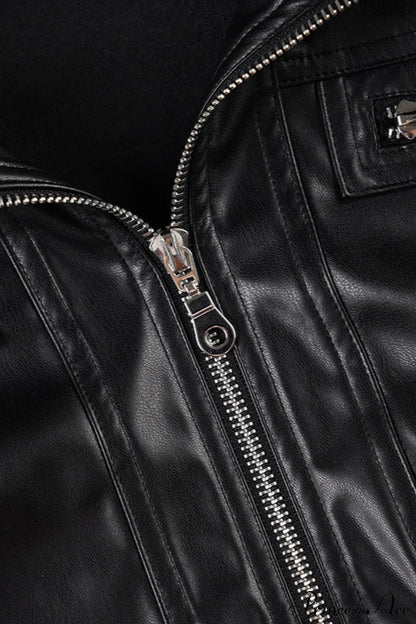 Leather Pocket Patchwork Dark Utility Jacket