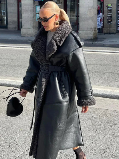 Leopard Faux Mink Fur Winter Overcoat