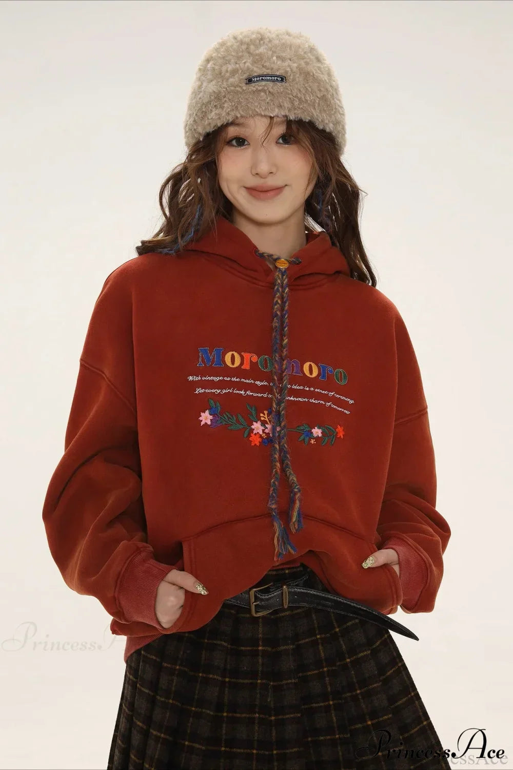 Letter Embroidery Relaxed Thickened  Hoodie