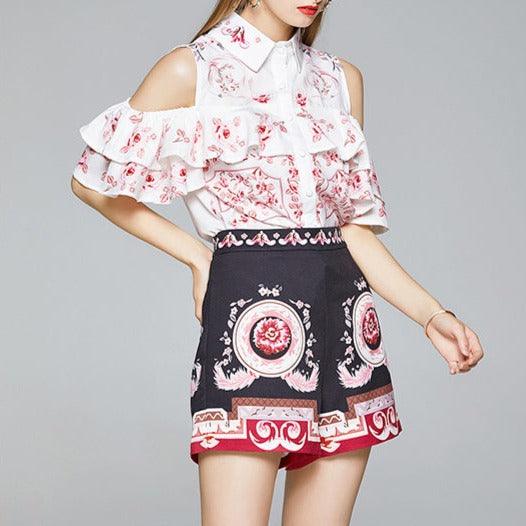 KittenAlarm - Loda Cold Shoulder Top & Mini Short Set