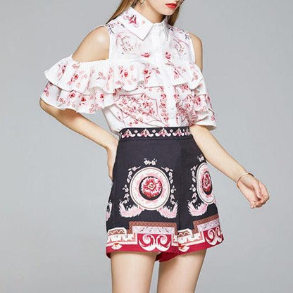 KittenAlarm - Loda Cold Shoulder Top & Mini Short Set