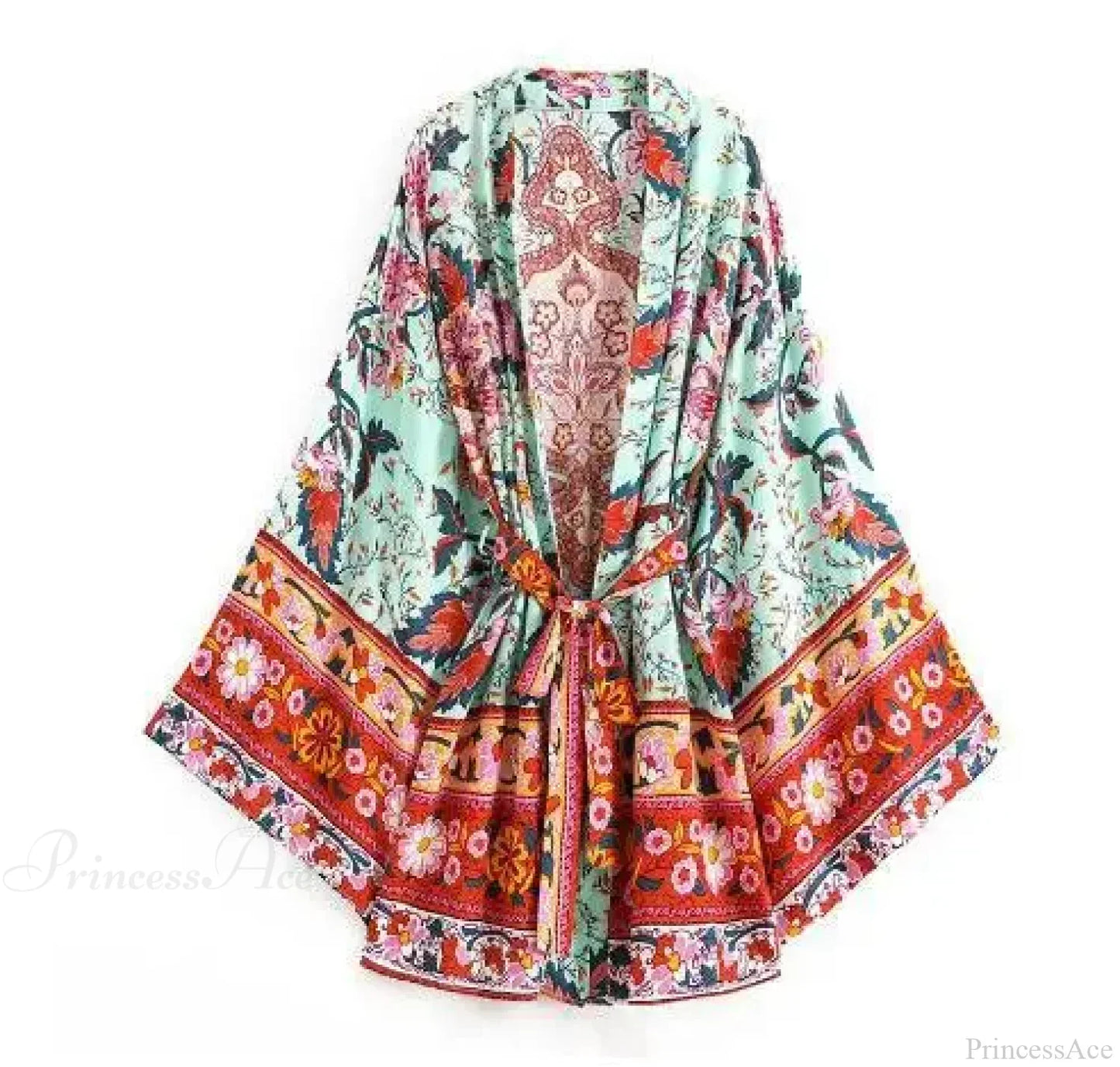 Long Boho Kaftan Rayon Floral Print Bikini Cover Up