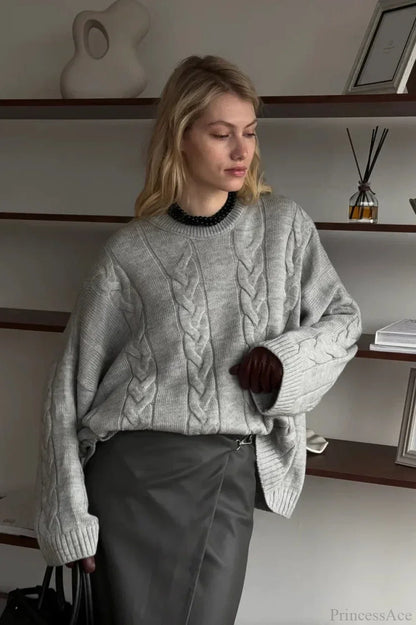 Loose Solid Lazy Casual Crewneck Sweater
