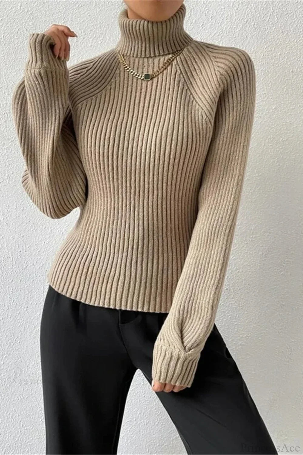 Loose Turtleneck Raglan Sleeve Sweater
