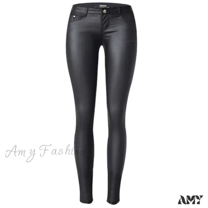 Low Waist Faux Leather Punk Gothic Skinny Push Up Pants