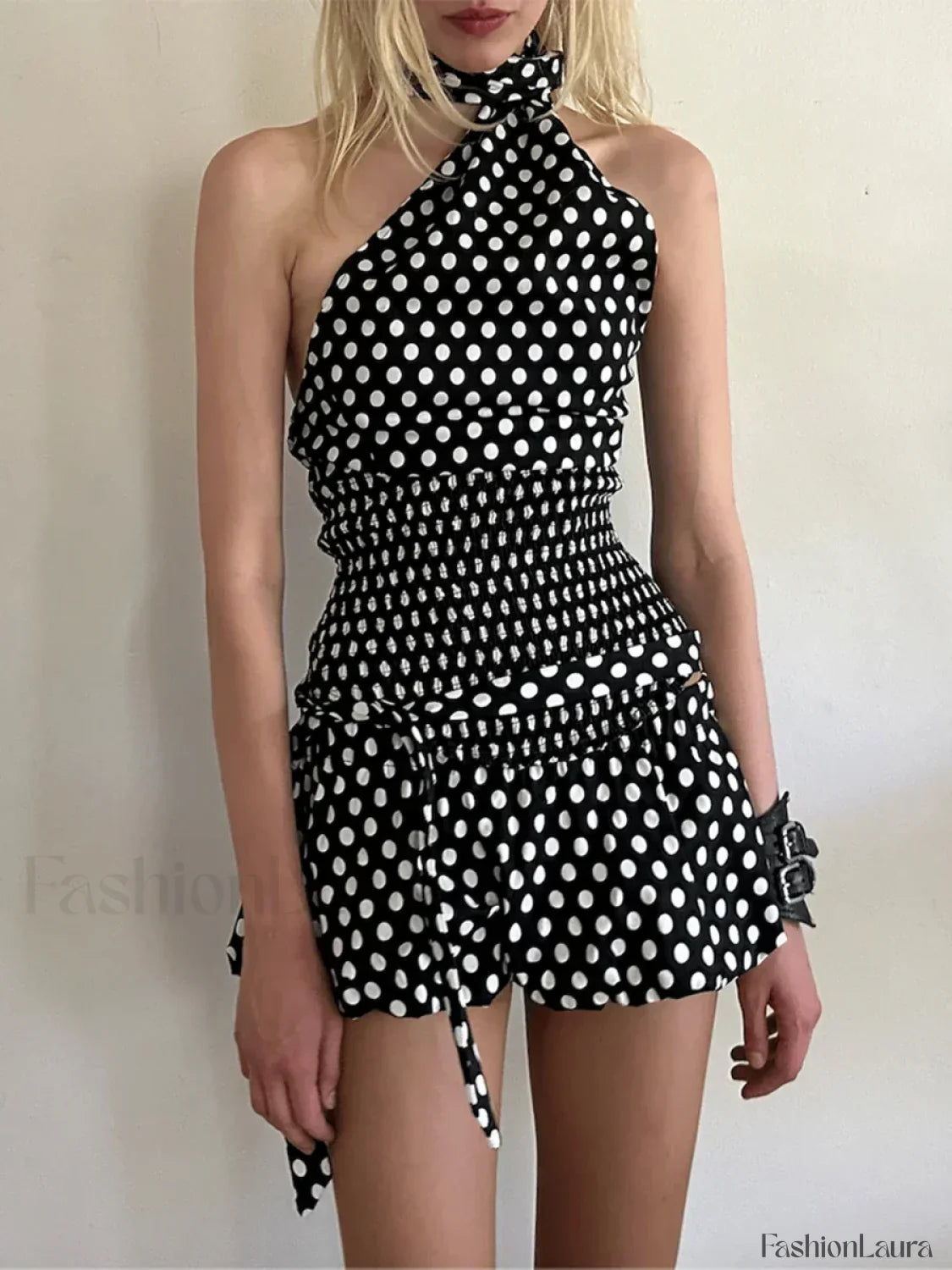 Low Waist Print Bubble Skirt Two Piece Set