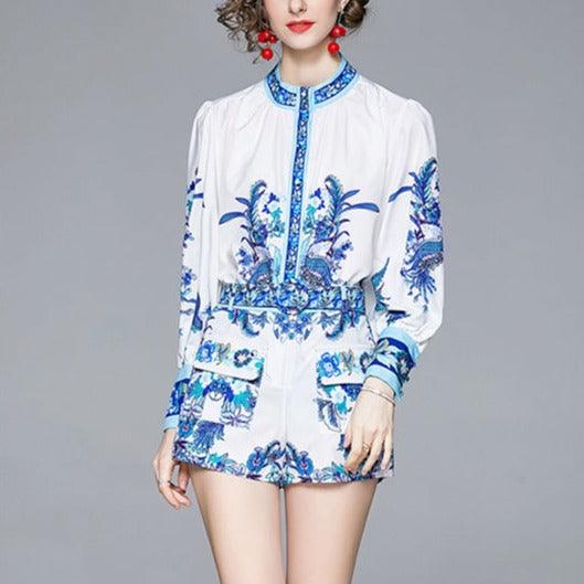 KittenAlarm - Lucetta Bishop Sleeves Top & Mini Shorts Set