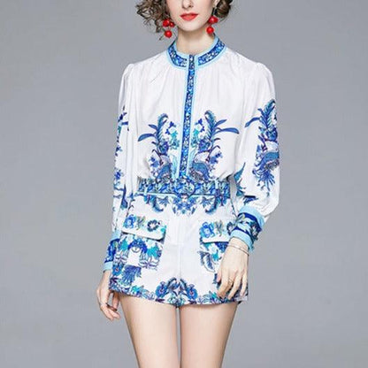 KittenAlarm - Lucetta Bishop Sleeves Top & Mini Shorts Set
