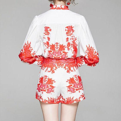 KittenAlarm - Lucetta Bishop Sleeves Top & Mini Shorts Set