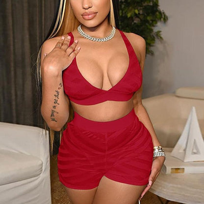 KittenAlarm - Lula Bralette Top & High Waist Shorts Set