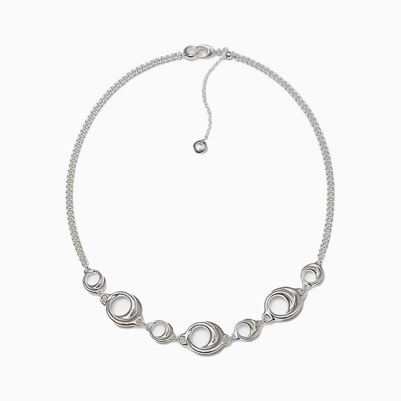 Sterling Silver Plated 18" Curb Chain Open Hoop Necklace
