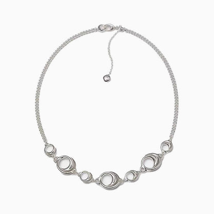 Sterling Silver Plated 18" Curb Chain Open Hoop Necklace