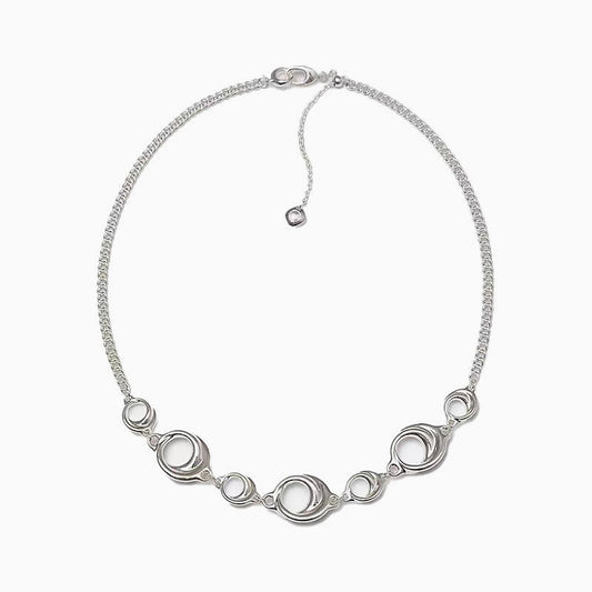 Sterling Silver Plated 18" Curb Chain Open Hoop Necklace