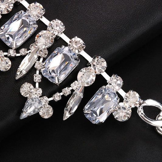 Gemstone Crystal Collar Necklace - Silver