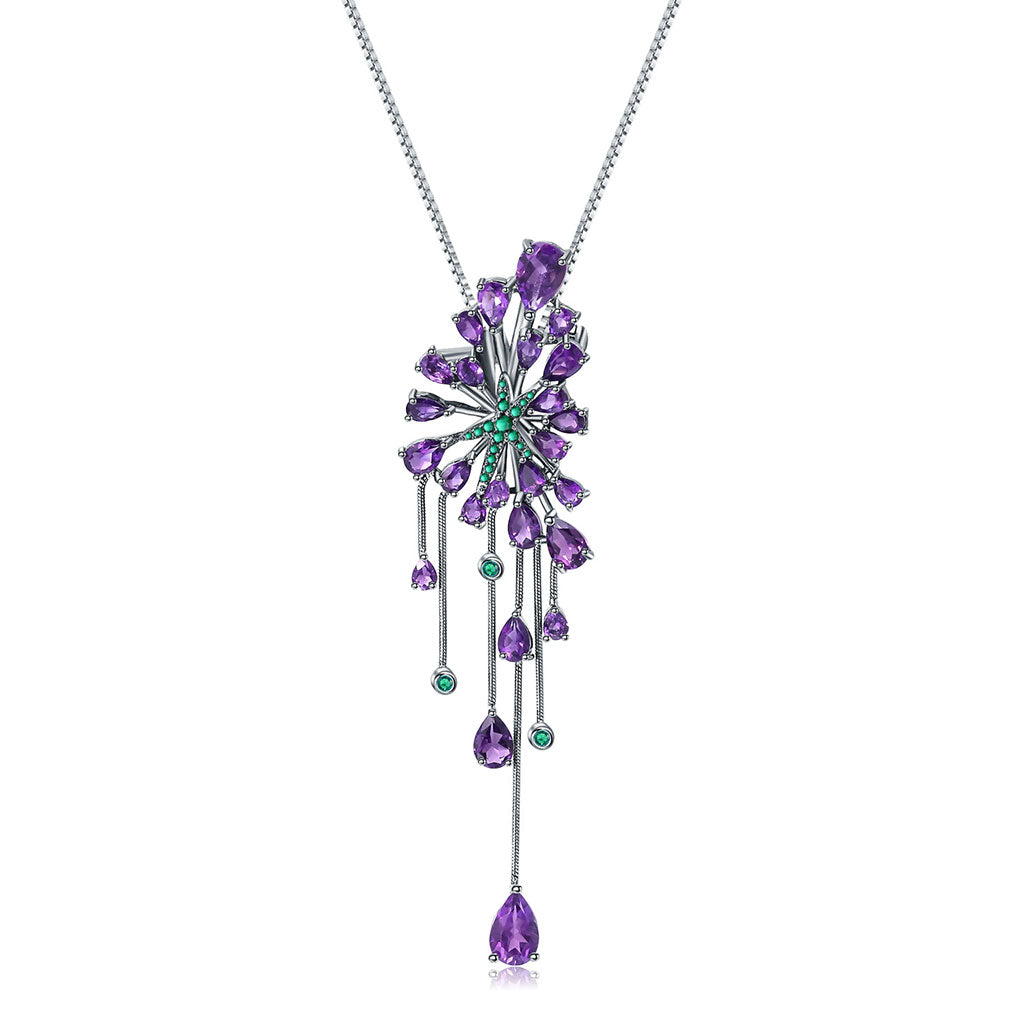 Luxury Green Nano Emerald Amethyst Pendant Necklace