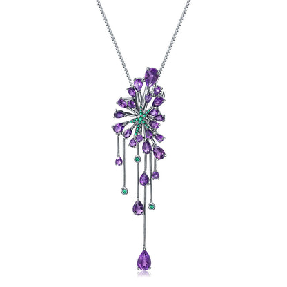 Luxury Green Nano Emerald Amethyst Pendant Necklace