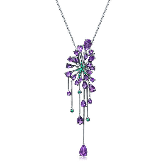 Luxury Green Nano Emerald Amethyst Pendant Necklace