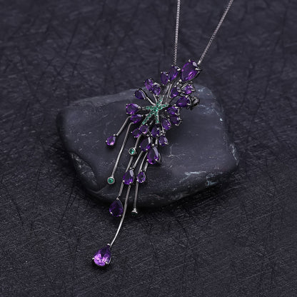 Luxury Green Nano Emerald Amethyst Pendant Necklace