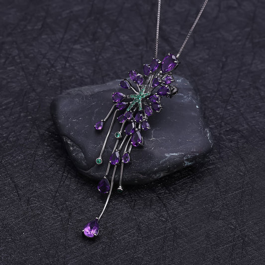 Luxury Green Nano Emerald Amethyst Pendant Necklace