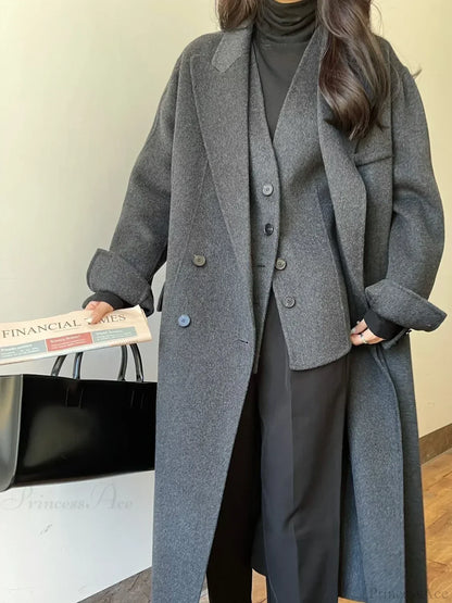 Luxury Wool Cashmere Double-Sided Overcoat