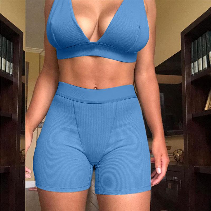 KittenAlarm - Lydia Bralette Top & High Waist Mini Shorts Set